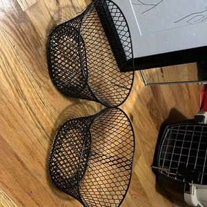 2 black wire baskets